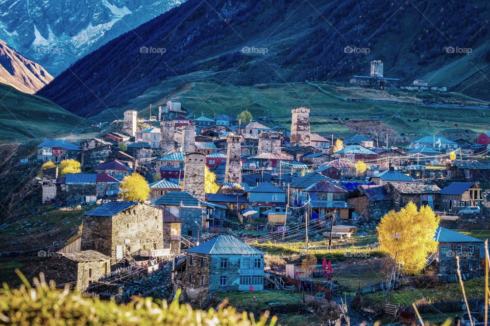 Beautiful landscape scene of Usgilii village in Gergoia