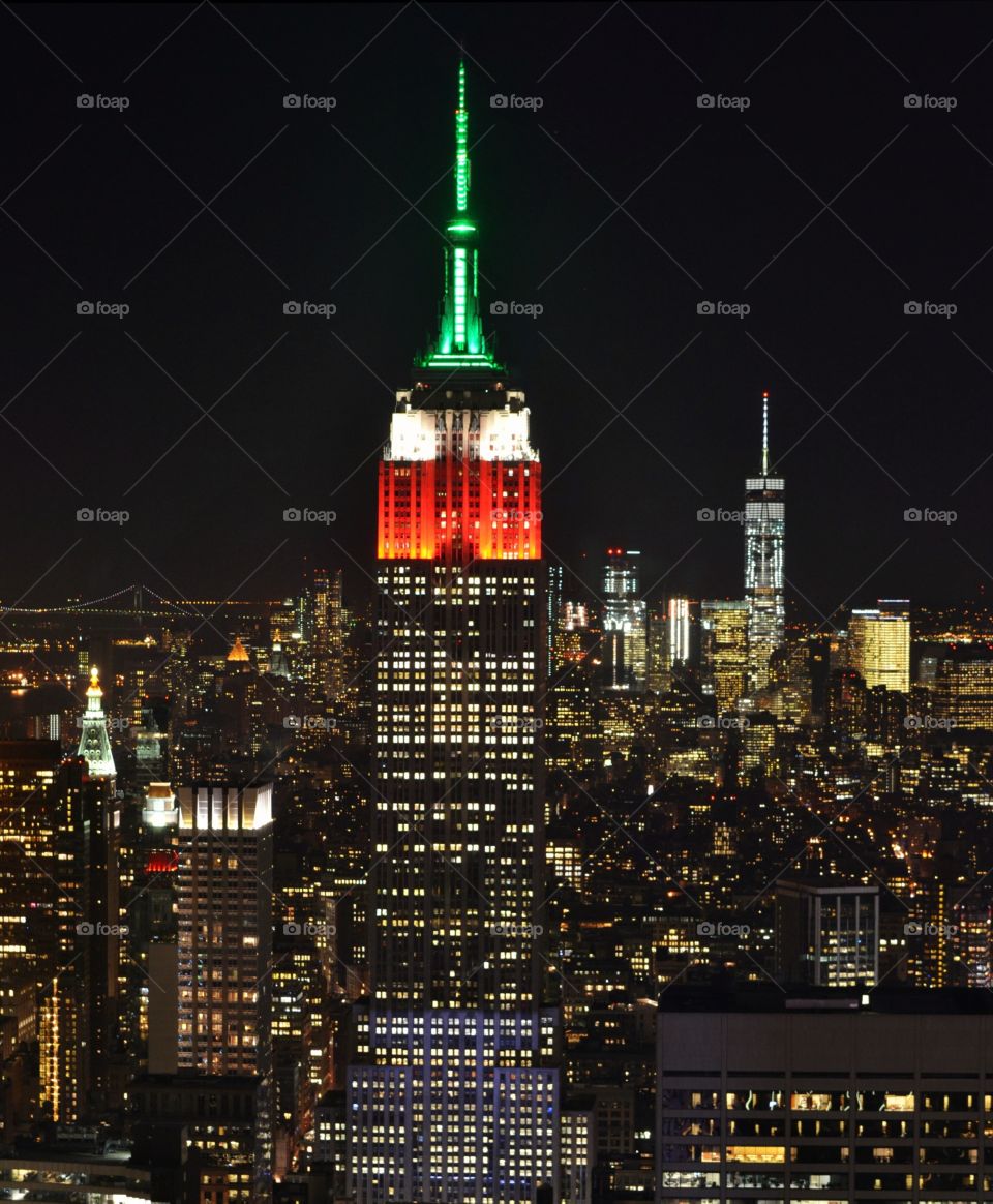 Downtown Manhattan Skyscrapers at night