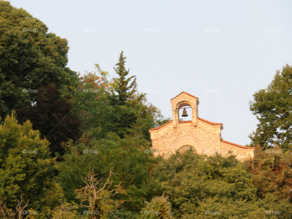 Church in dense forrest on hiking trail