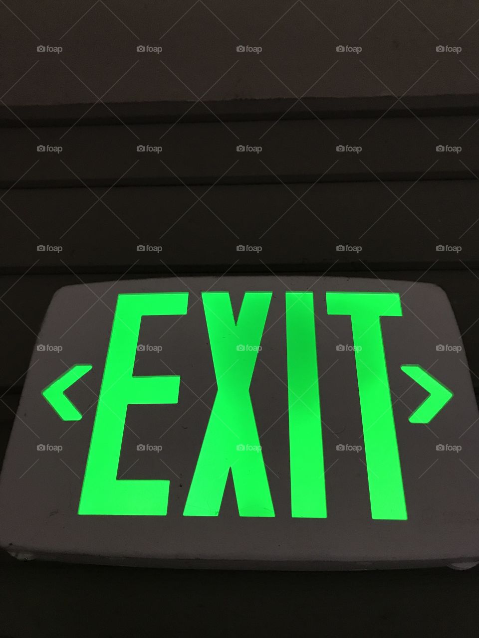 Green exit sign....