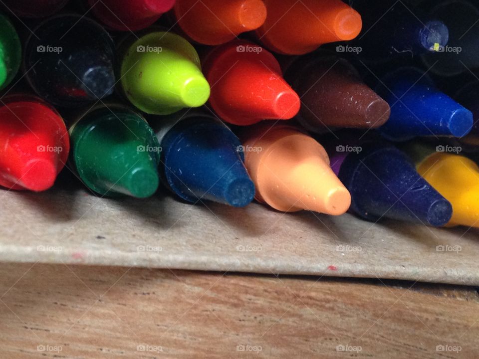 Set of crayons and mix color