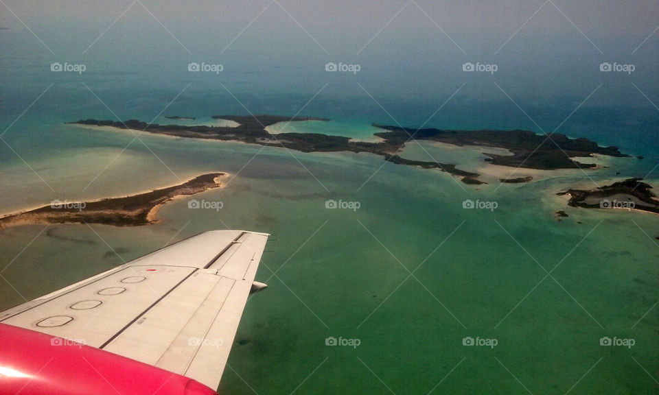 Flying over the Bahamas