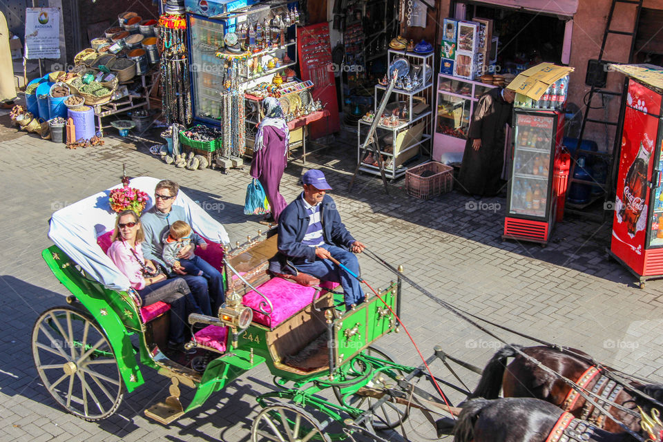 Horse and cart ride through the old city of Marrakech 