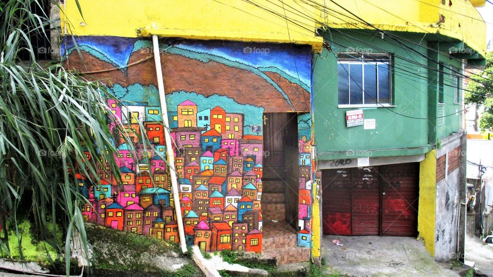 Colorful graffiti in favela