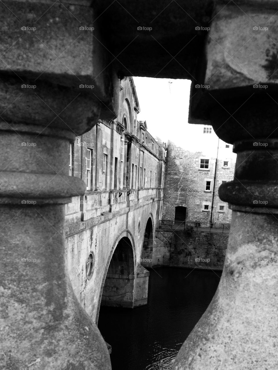 Beautiful Bath. Peering through a decorative wall to photo this amazing architectural bridge ....