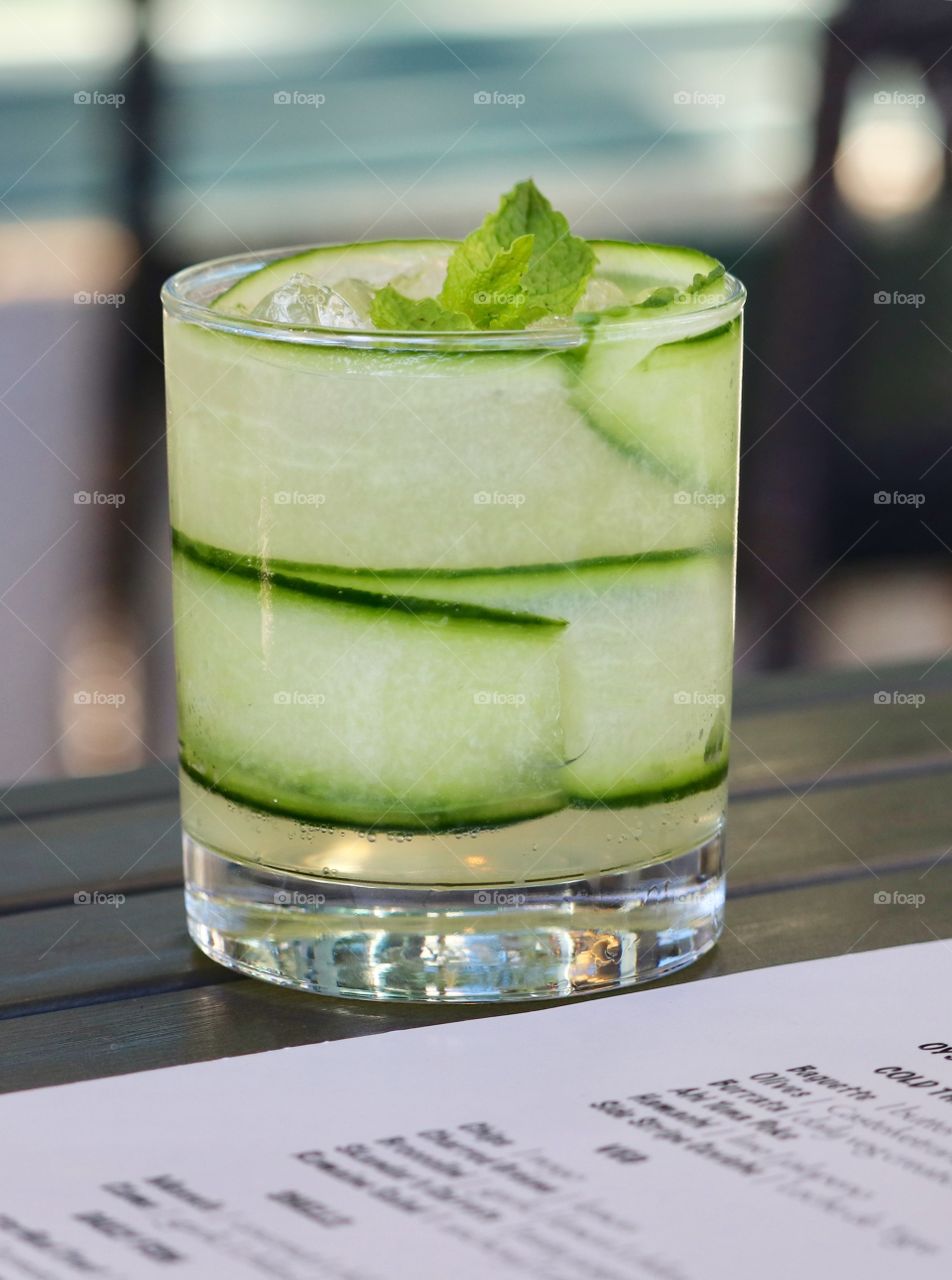 Summer refreshment, cucumber mint cocktail