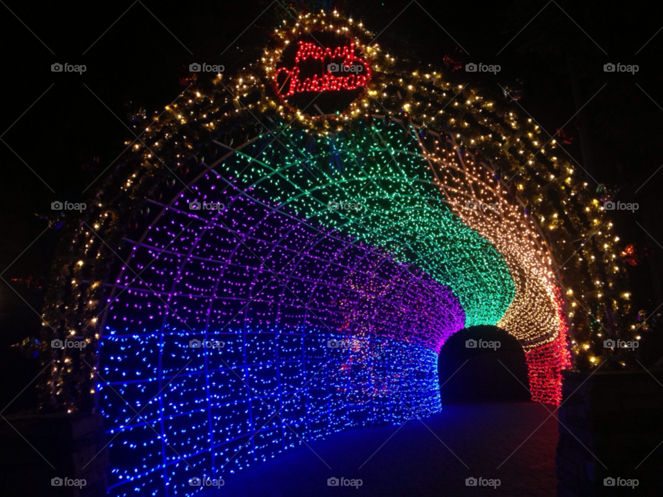 tunnel christmas rainbow lights by caitlinlikes