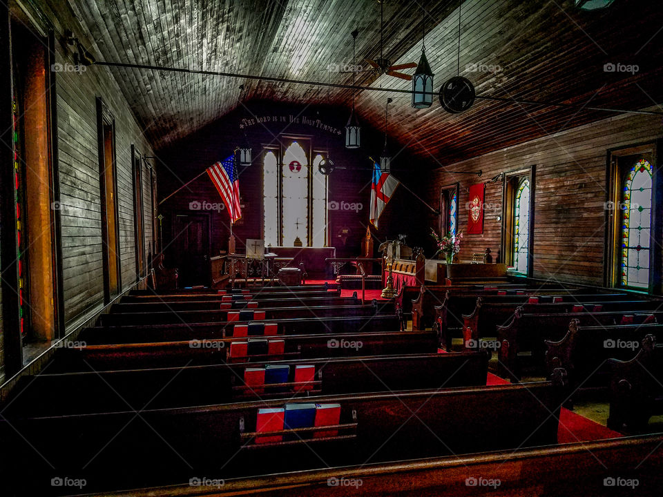 inside the dark old church