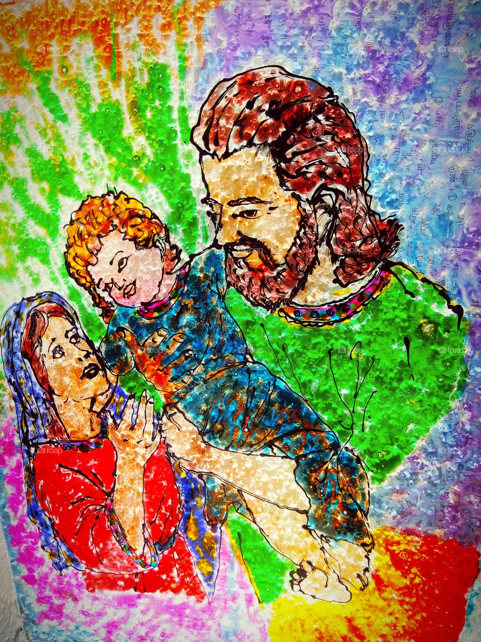 Holy Family Glass Painting