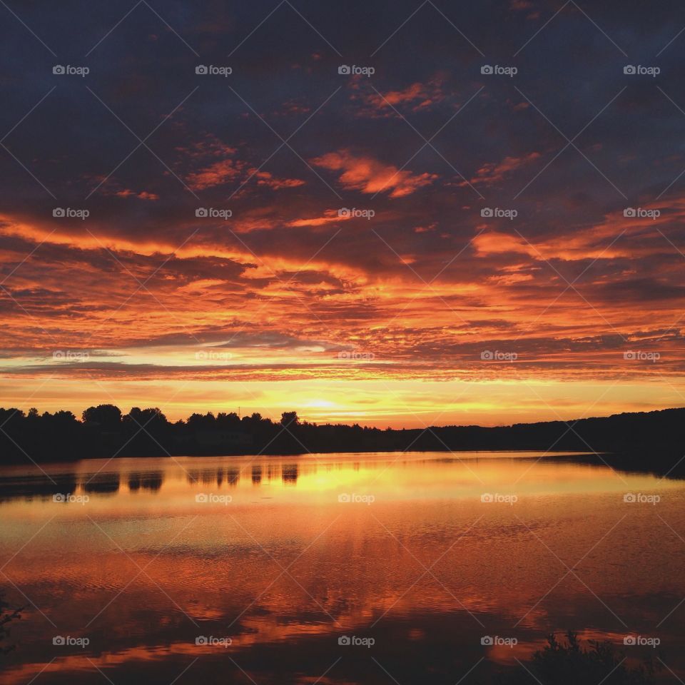 Dramatic sky over river