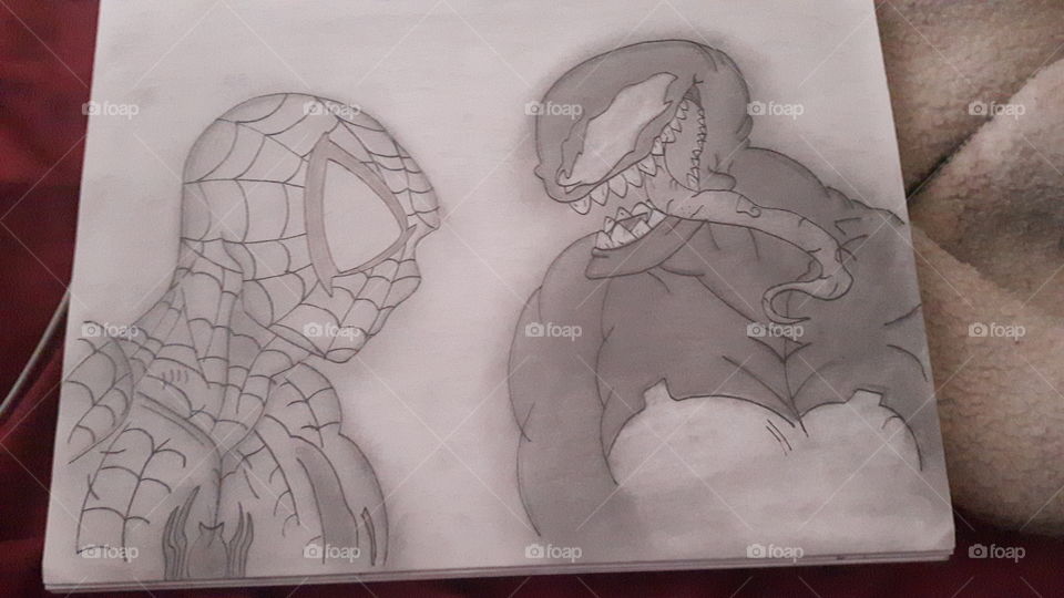 spiderman and venom drawing