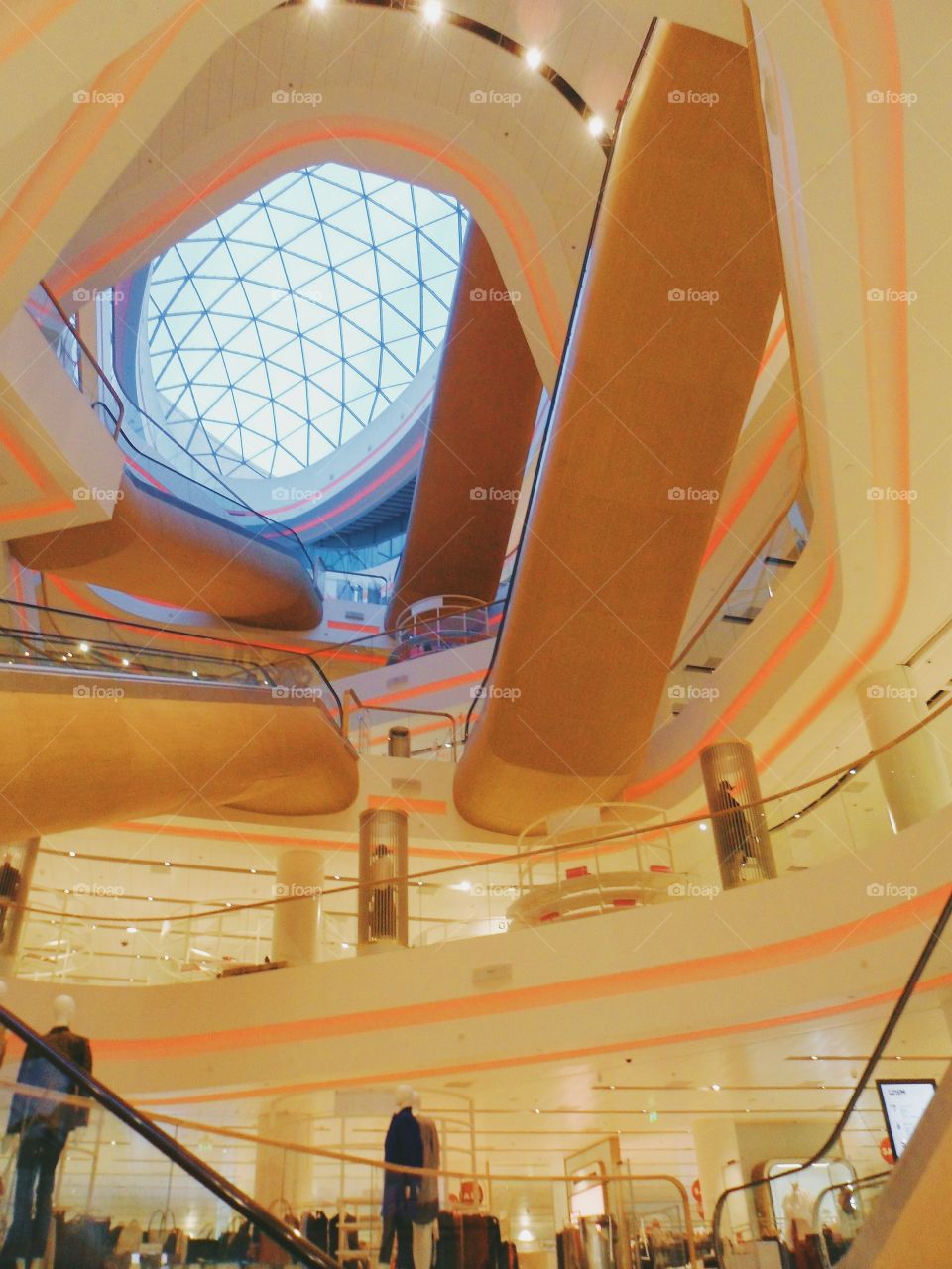 Escalators in the shopping center,Kiev