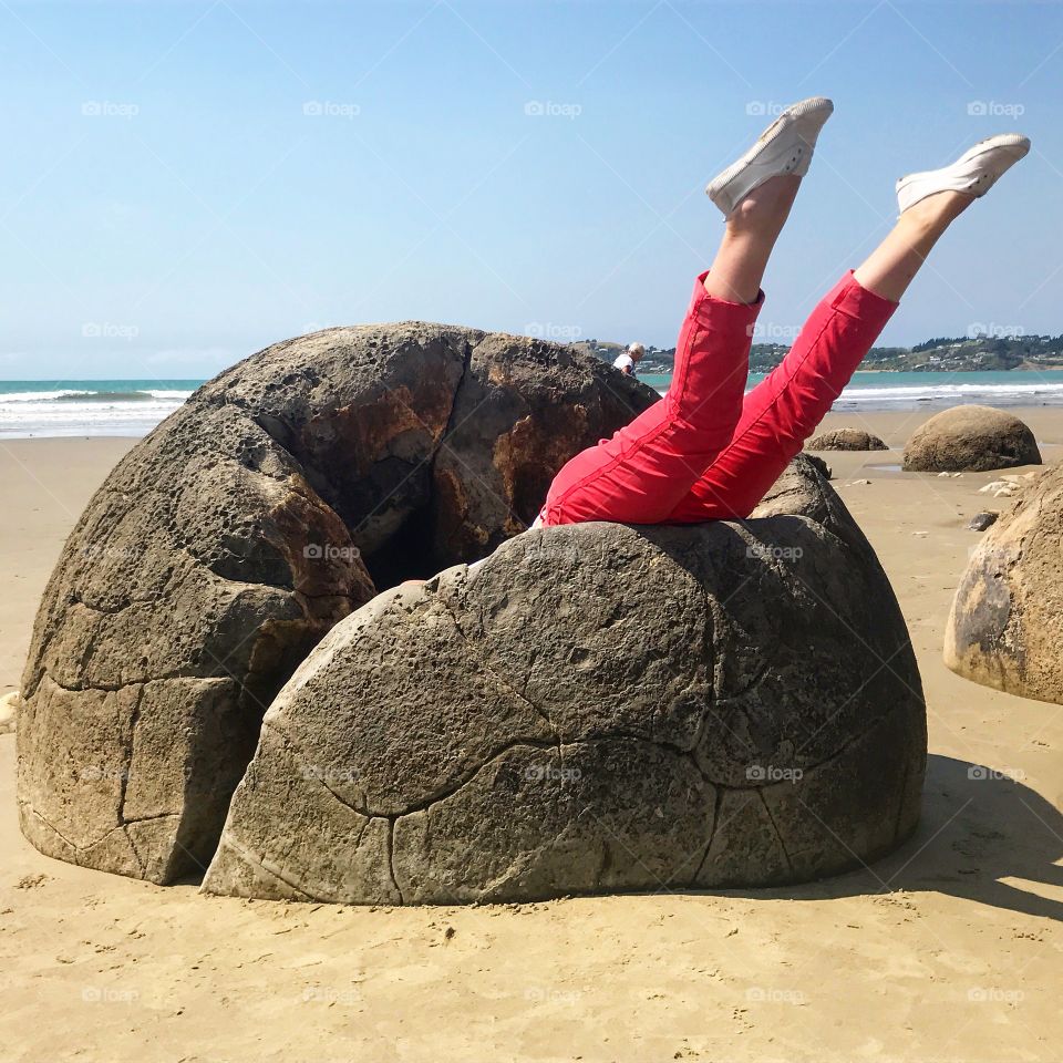 Girl in a boulder