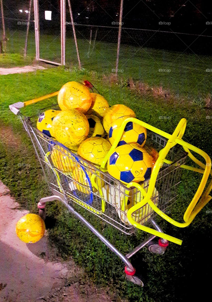 yellow soccer's balls
