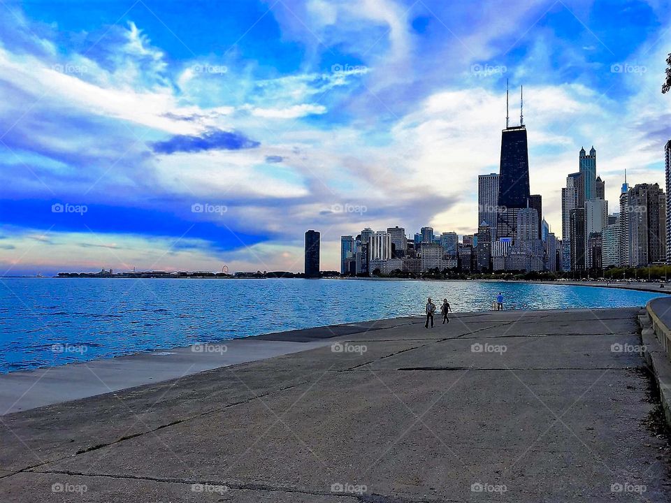 Chicago skyline and lake