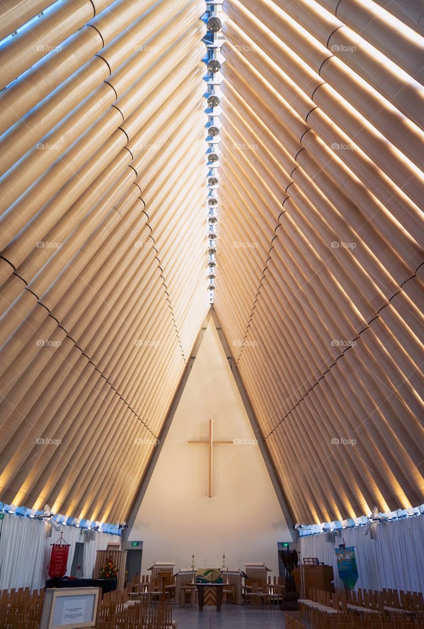 The Cardboard Cathedral. A temporary church built from recycled materials to serve the city as the historical cathedral is being repaired from earthquake damage. Christchurch, New Zealand 