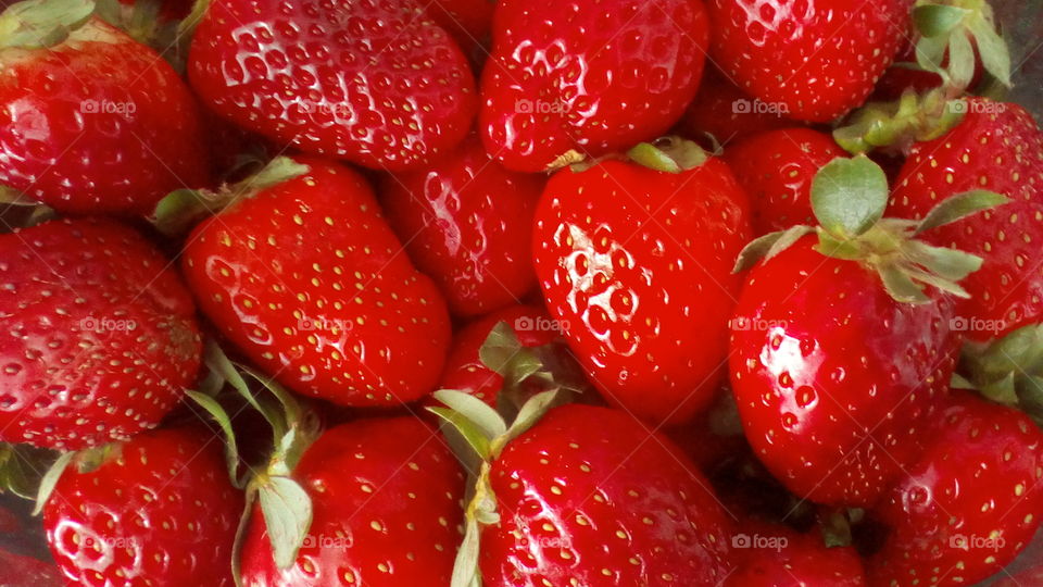 Delicious group of  healthy fresh strawberries
