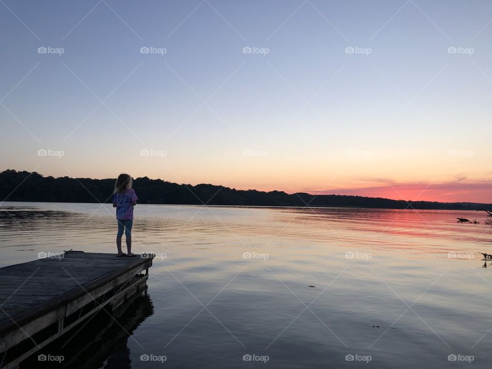 Sunset over lake in Ohio