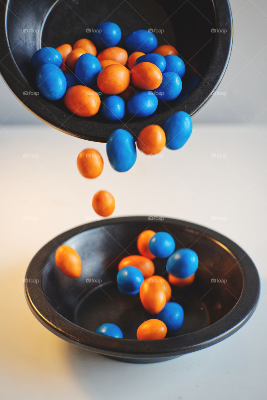 Blue and orange candys