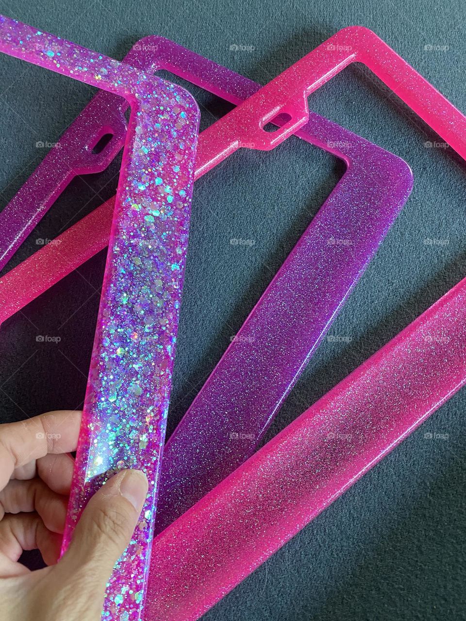Pink handmade license plate frames by OoberHigh