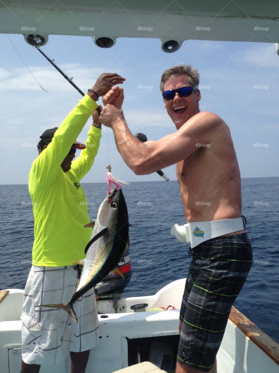 An Exciting Catch. A blackfin tuna in Costa Rica