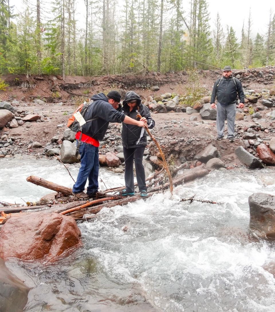 Glacier stream crossing