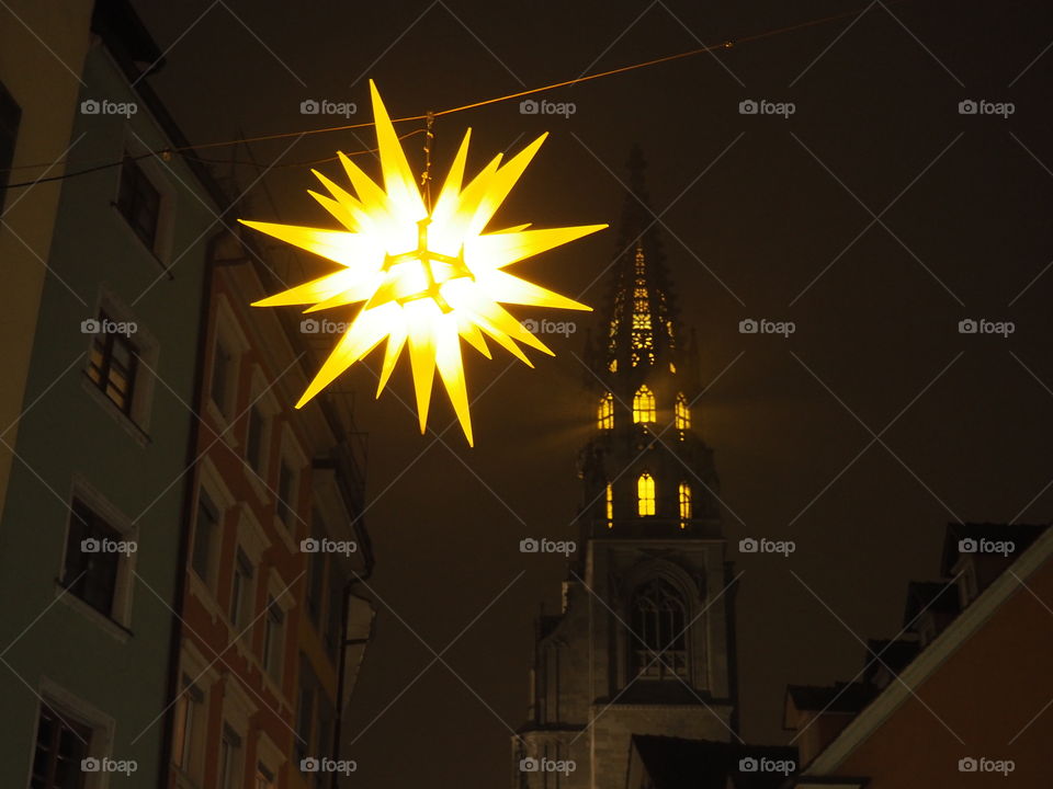 Christmas lightnings in front of a church