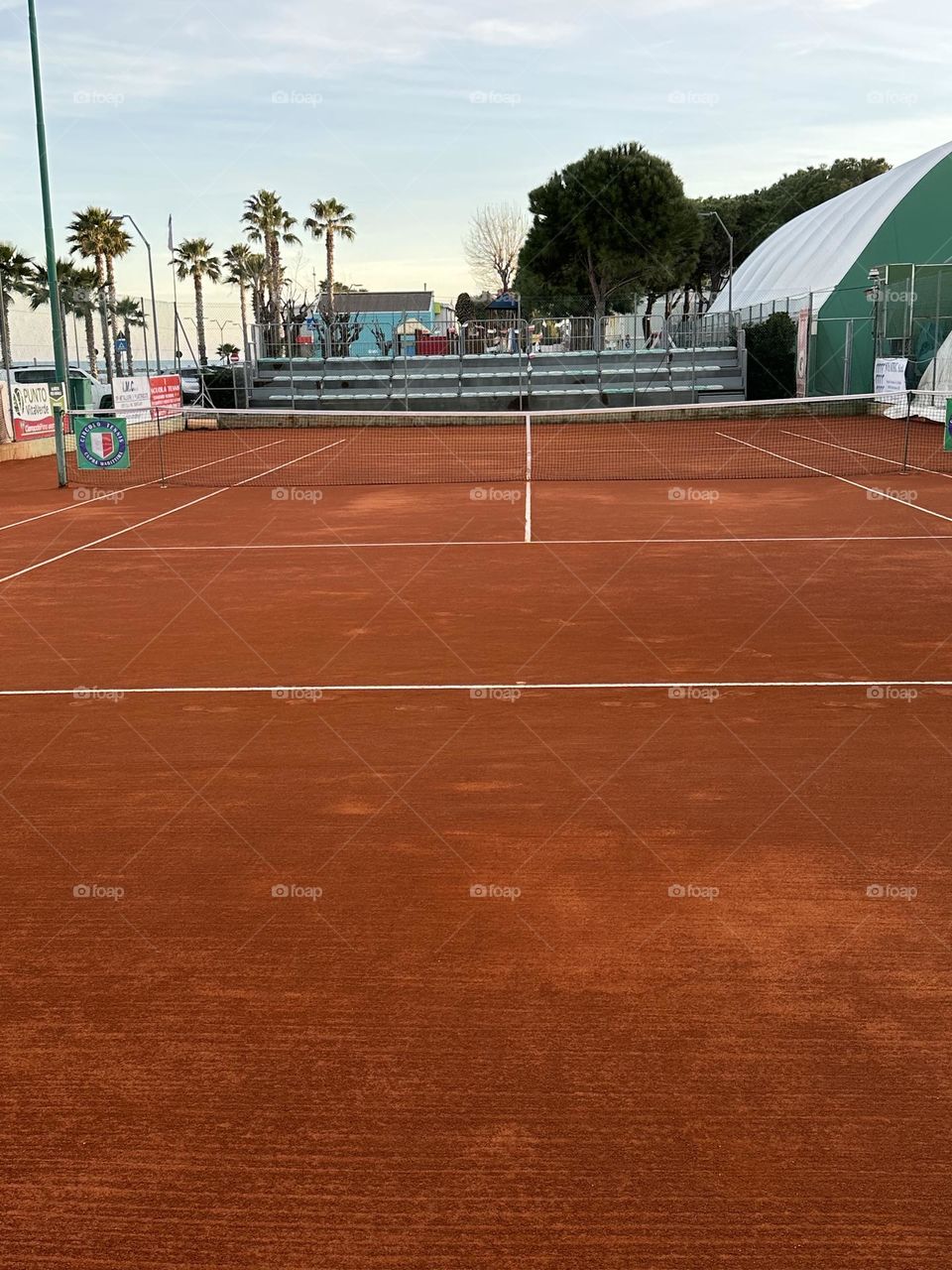 Clay tennis court view