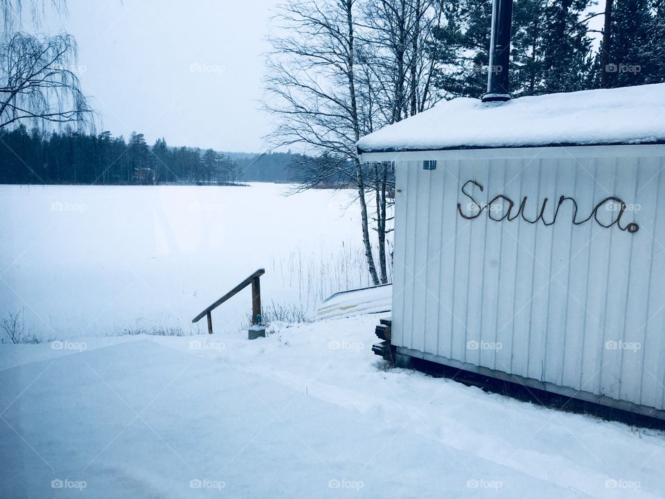 Sauna Sweden Winter snow