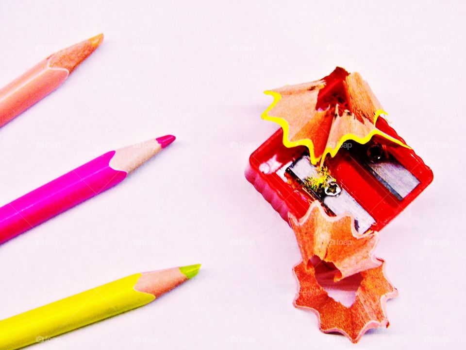 Color pencils with sharpener