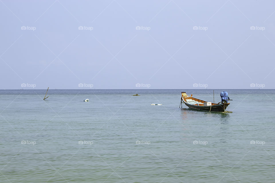 Fishing boats parked on the Beach at Haad salad , koh Phangan, Surat Thani in Thailand.