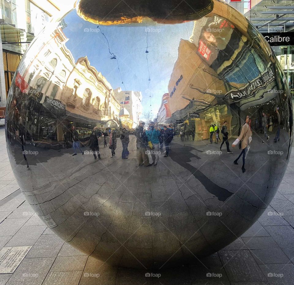 mirrored ball at mall