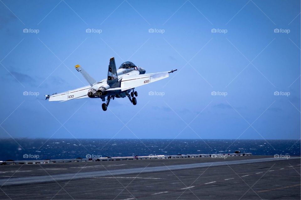 Mid flight. Jet in flight