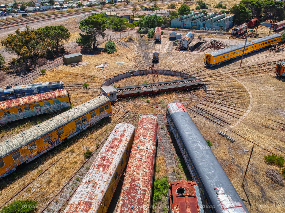 Oblique Aerial view of the Tailem Bend Railway Turntable