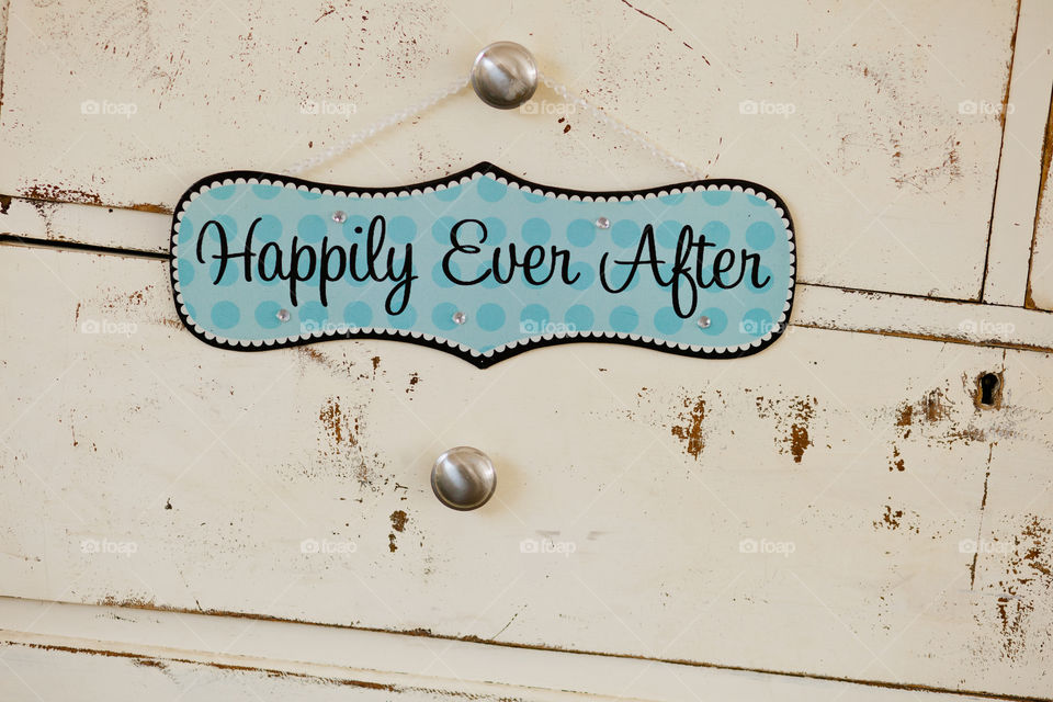 Happily ever after sign . Happily ever after on a wedding day 