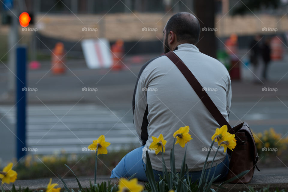 People, Street, Adult, Man, Flower