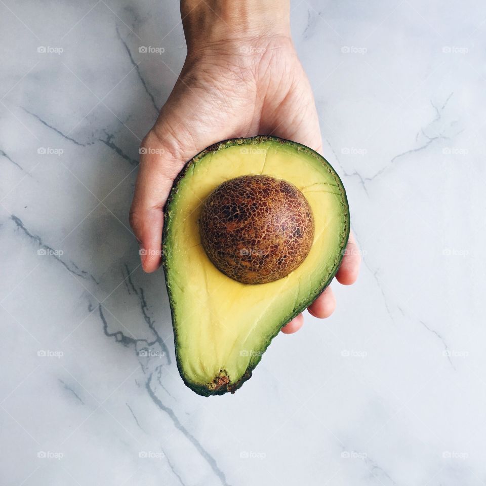 Directly above view of half avocado