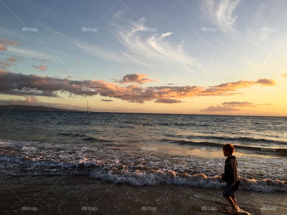 Watching setting sun.