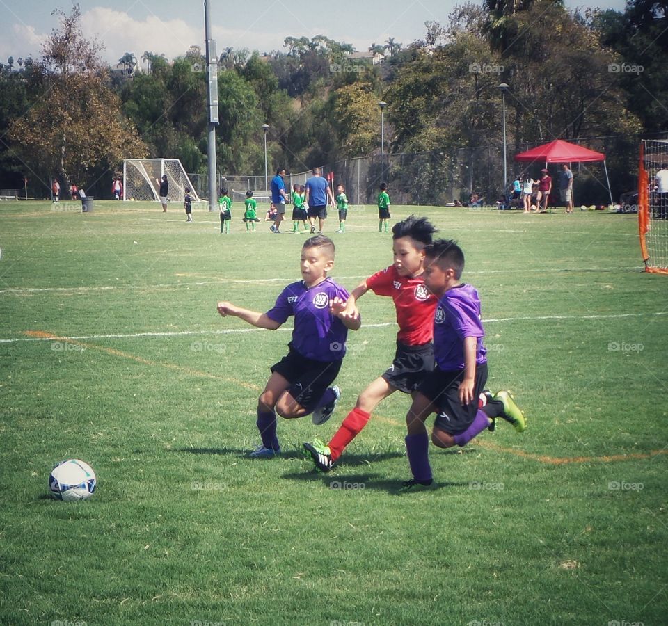 playing soccer