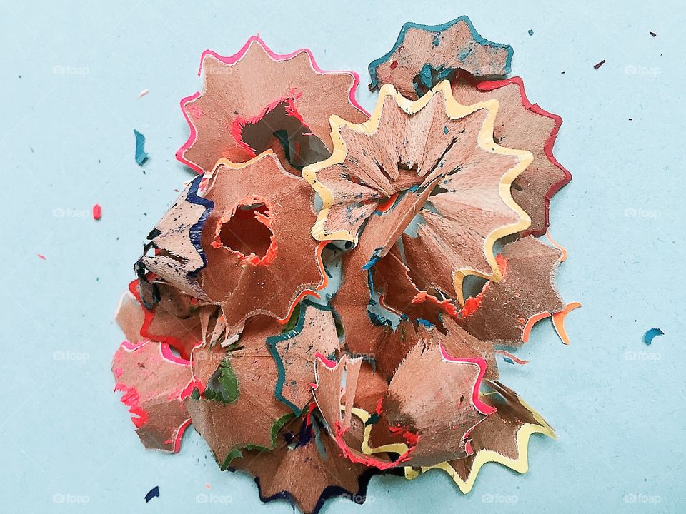 Colored pencil shavings