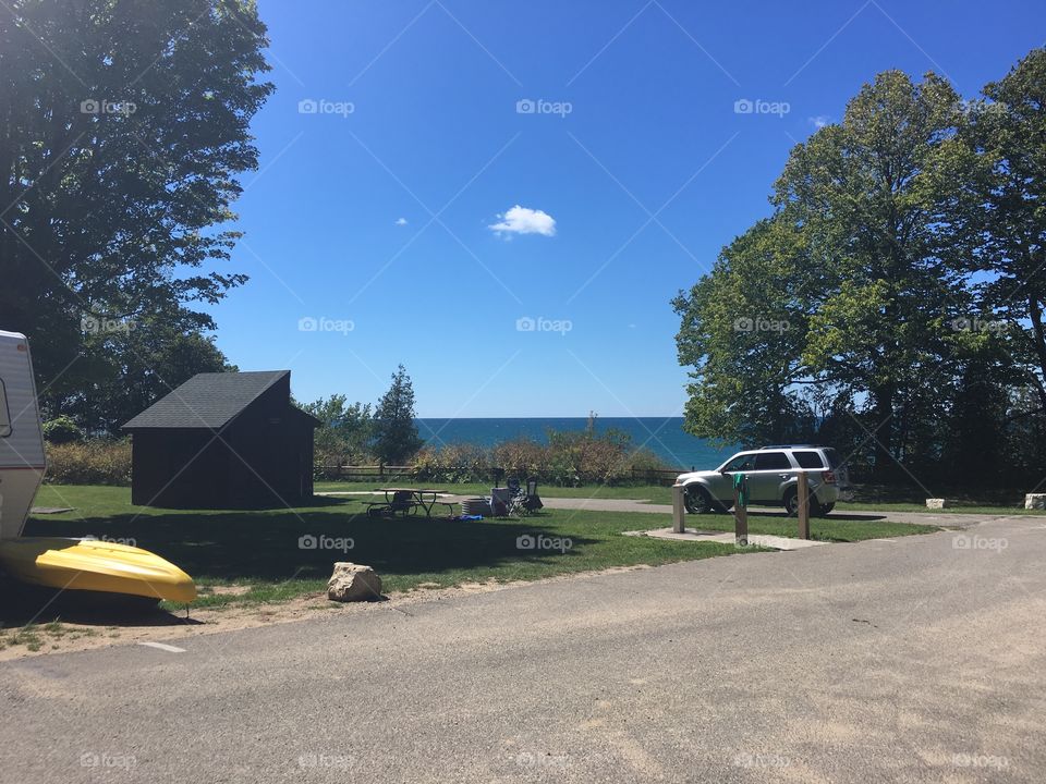 Campsite view of Lake Michigan 