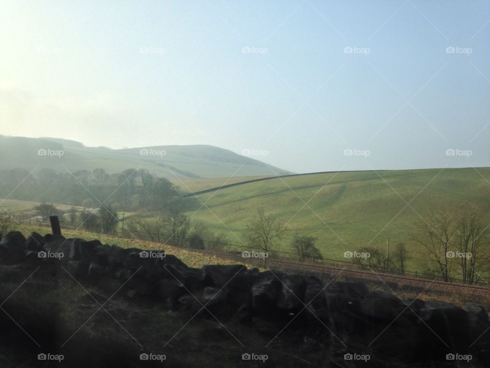 Bright, scenic rolling hills of Scotland 