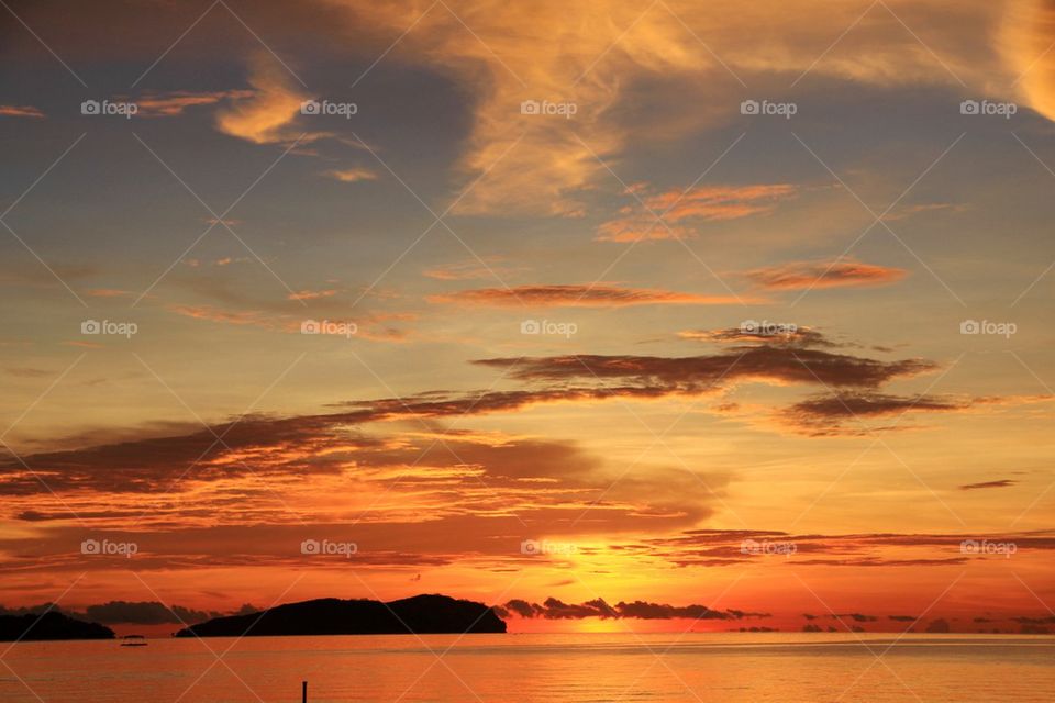 View of sea during sunset in Kota Kinabalu