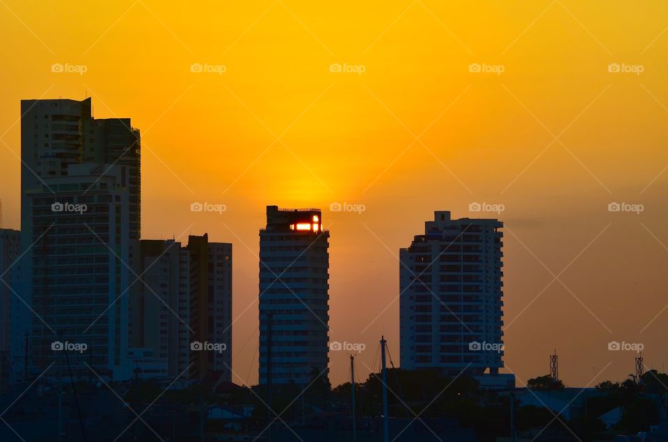 View of a city during sunset