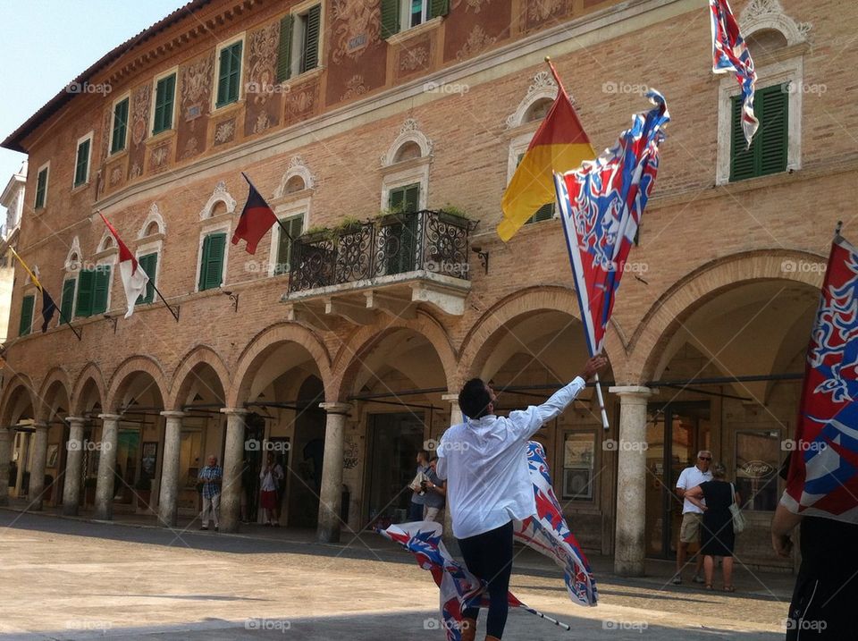 Flag Throwing in Ascoli Piceno, Italy