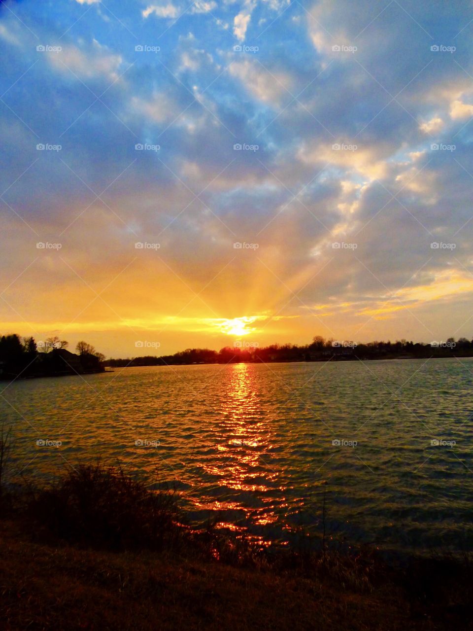 Beautiful sunset on the lake