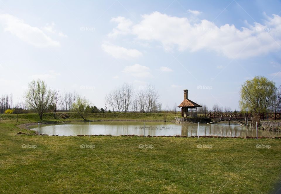 small lake in countryside