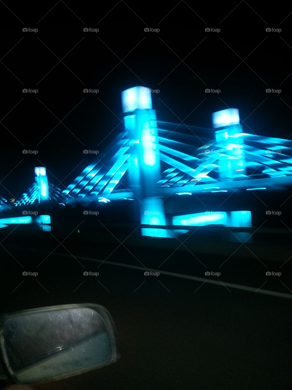 blue. this new bridge by baylor seems to be lit a different color each time I pass