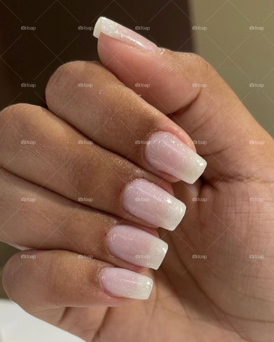 complete your day with simple,clear and shinny nails.