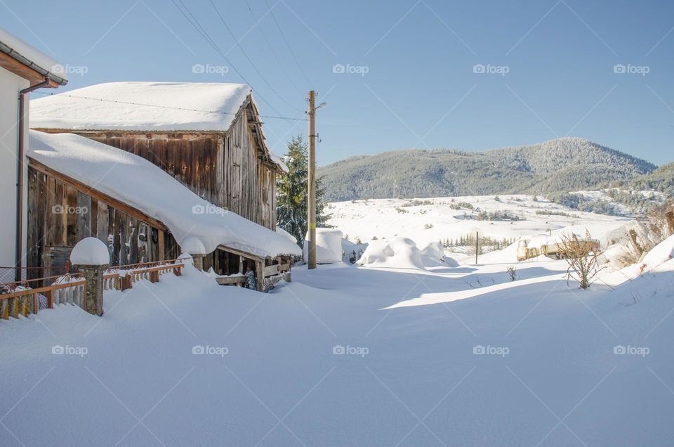 Winter landscape, Ravnogor Village, Bulgaria